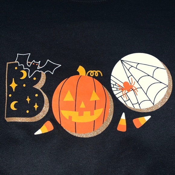 Cat & Jack 'Boo' Peplum Top & Candy Corn Leggings Halloween Set - Picture 4 of 12